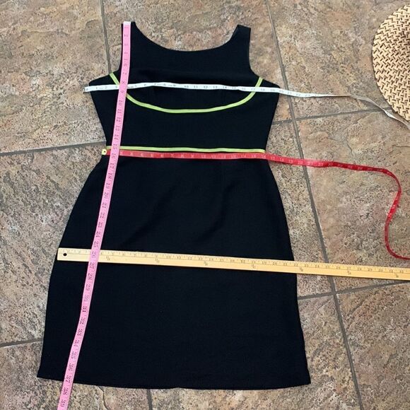 Jessica Howard 12 Petite Scoop Neck Sleeveless Black Lime Green Woman’s Dress - Picture 10 of 11